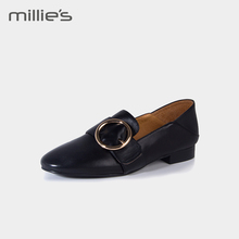 两穿女单鞋 millie 妙丽专柜同款 圆头平底休闲乐福鞋 Q1326AM8