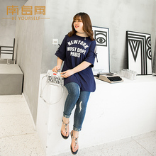 胖妹妹夏装新款大码女装短袖上衣胖mm显瘦200斤韩版中长款宽松t恤图片