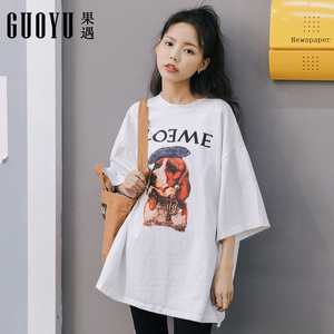 宽松bf风中长款T恤