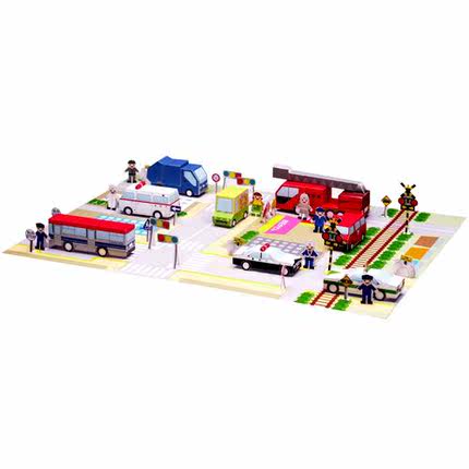 3D纸模型 城市建筑道路场景 手工DIY儿童玩具