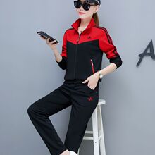运动套装2018新款大码女装秋装秋季胖mm时尚洋气休闲运动服两件套图片