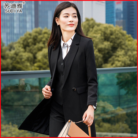 2018秋冬新款风衣女装气质中长款修身大码职业西装领大衣外套正装商品大图