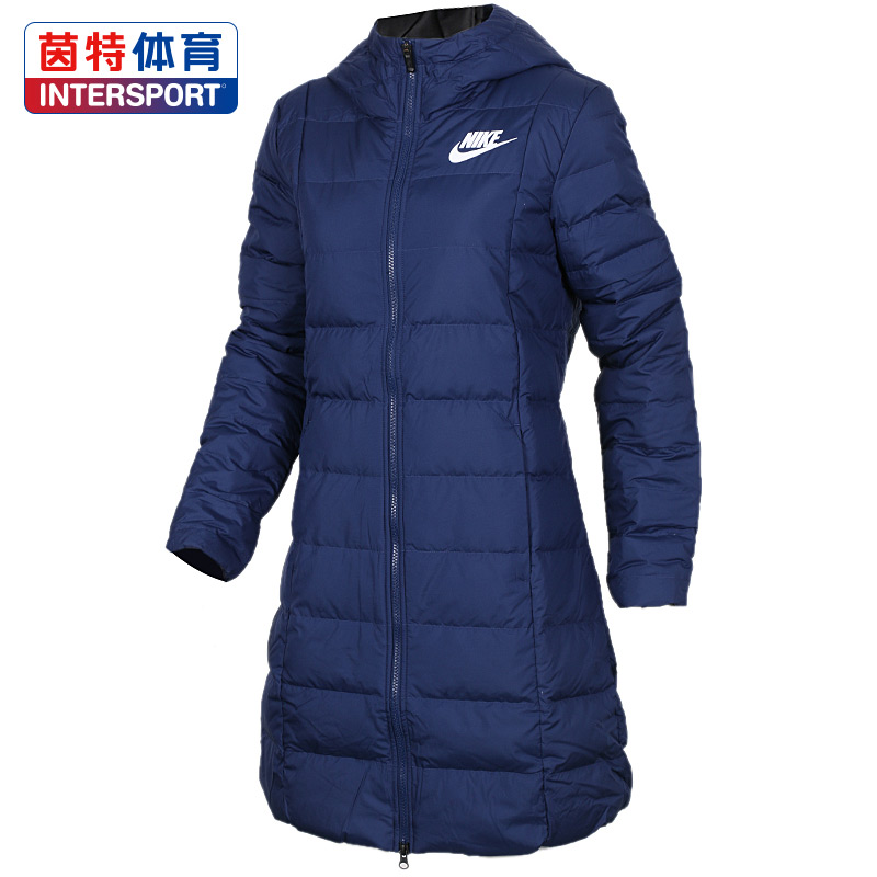 Nike耐克女上衣2018冬新款连帽保暖防风长款休闲羽绒服854861-429