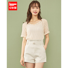 IEF/爱依服2019夏季新款韩版宽松时尚镂空薄款圆领短袖针织衫女