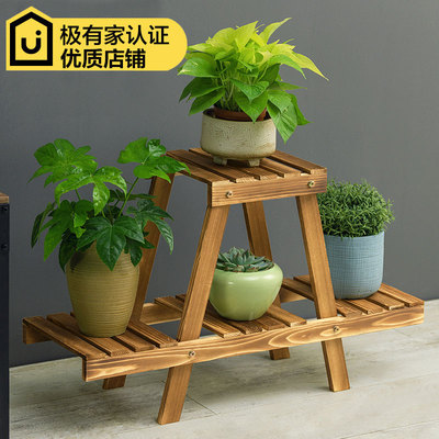 两层实木花架正品热卖