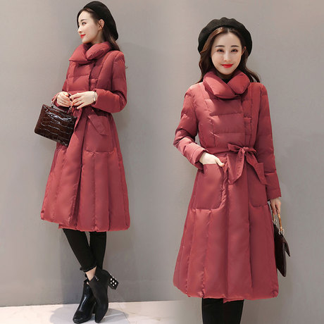 chic棉服女中长款棉袄女装过膝2017冬季新款韩版百搭加厚蓬蓬棉衣商品大图