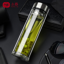 仝器玻璃杯男女士双层隔热水杯便携带盖过滤加厚底泡茶带茶隔杯子