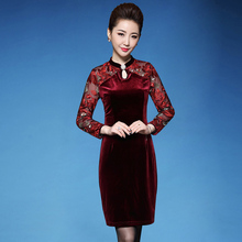 春秋装新款儿子结婚宴会礼服中老年高贵气质连衣裙女矮个子妈妈装图片