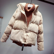 2018新款立领灯芯绒棉面包服女秋冬短款加厚宽松学生棉衣外套女装图片