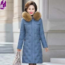 妈妈冬装洋气羽绒棉服过膝中长款2018新款中老年女装冬天外套棉衣图片
