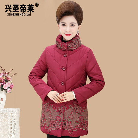 妈妈棉袄女冬装中长款加厚40-50岁中老年人羽绒棉服中年妇女棉袄商品大图