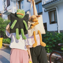 日系韩版原宿ulzzang学生帆布单肩包ins卡通呆萌可爱购物袋手提包