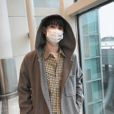 秋冬中长款港风原宿bf韩版学生连帽风衣男休闲宽松呢子大衣外套潮