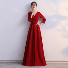 大合唱团演出服女长裙主持人晚礼服女大码 定制演出服 柔唇2019新款