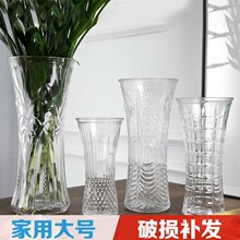 透明玻璃花瓶大号养富贵竹花瓶摆件家用客厅桌面水培百合插花花瓶