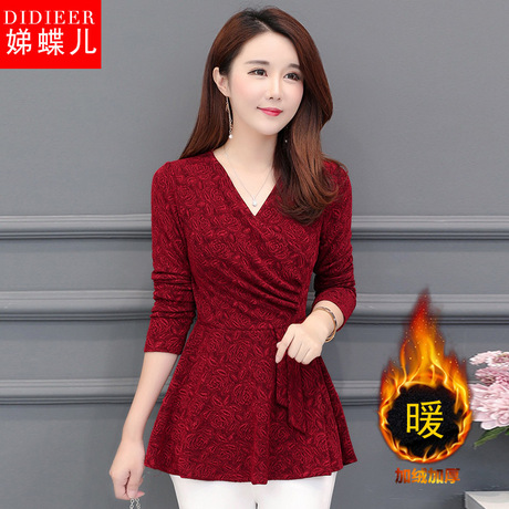 秋冬女装新款2018加绒外穿时尚韩版秋衣服潮打底衫上衣潮洋气小衫商品大图