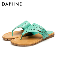 Daphne/达芙妮夏凉拖女牛津平底时尚夹趾镂空休闲女鞋1515303005