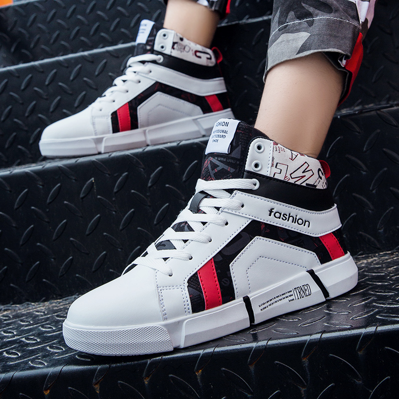 Jordan Spring White High Gang Men's Shoes Korean Version Versatile Middle School Student Cricket Shoes Men's Leisure Spring Sports Trend