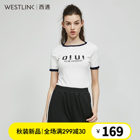 西遇女装2018秋季新款韩版潮流时尚休闲修身t恤女短袖夏11580684商品大图