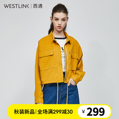 西遇短外套女装2018秋季新款长袖潮流工装夹克风衣女短款11580710商品大图