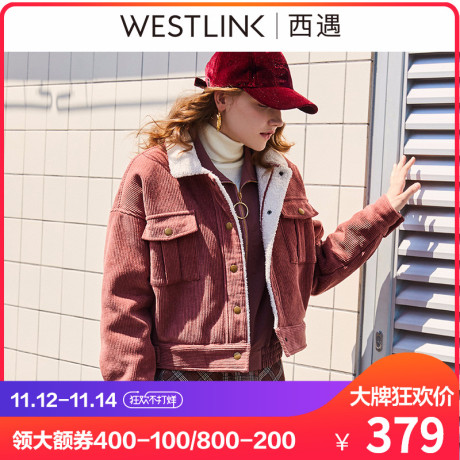西遇女装2018冬季新款复古灯芯绒仿羊羔毛短款外套女秋冬D1980928商品大图