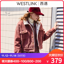 西遇女装2018冬季新款复古灯芯绒仿羊羔毛短款外套女秋冬D1980928图片