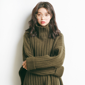 韩版高领纯色毛衣