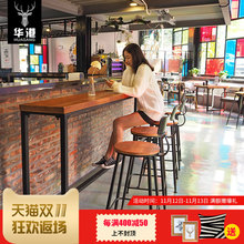 铁艺家用吧台桌简约靠墙小水吧台实木长条高脚桌酒吧桌咖啡厅桌椅