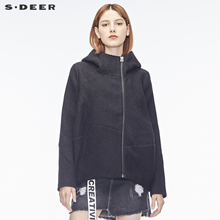 sdeer圣迪奥2018冬装新品黑色卫衣S17882218图片