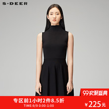 sdeer圣迪奥2018秋装气质中领套头高腰无袖针织连衣裙女S18183515图片