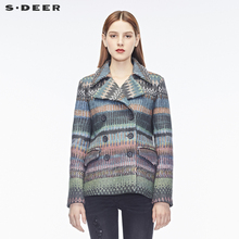 sdeer圣迪奥女繁复图腾印花翻领外套S16482220图片