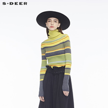 sdeer圣迪奥前卫时尚多色针织面料立体纹理高领针织衫S18483585图片