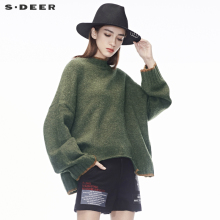 sdeer圣迪奥创意缺口设计落肩袖型不规则下摆时尚针织衫S18463589图片