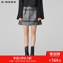sdeer圣迪奥女经典英伦撞色格纹宽幅无松紧腰身A版短裙S17481370图片