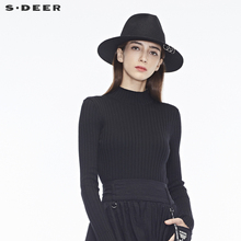 sdeer圣迪奥简约侧边开衩下摆半高领时尚基本款针织衫S18483539图片