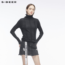 sdeer圣迪奥立体针织纹理罗纹收口设计时尚羊毛针织衫S18483543图片
