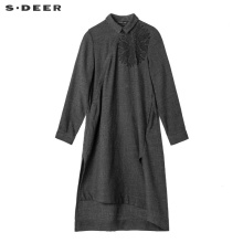 sdeer 圣迪奥前短后长开衩下摆翻领女式上衣S17380558图片