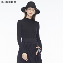 sdeer圣迪奥简约侧边开衩下摆半高领时尚基本款针织衫S18483539图片