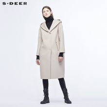sdeer 圣迪奥简约经典连帽暗门襟设计H型长款大衣S18481897图片