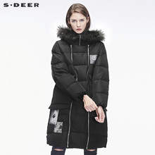 sdeer 圣迪奥夸张贴袋装饰H廓形高领连帽羽绒服S18482419图片