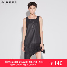 sdeer圣迪奥雪纺连衣裙肌理折痕挺括压褶裙S16281217图片