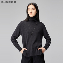 sdeer圣迪奥2017冬装新款简约字母高领套头毛衣针织衫女S17483580图片