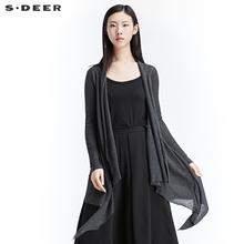 sdeer圣迪奥2018秋装简约纯色不规则针织衫开始空调衫女S17183505图片