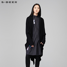 sdeer圣迪奥女装中长款宽松休闲披肩蝙蝠针织开衫S17483566图片