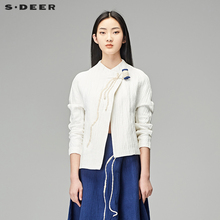 sdeer圣迪奥2018春女装素白金属装饰绣线包裹短款外套S18182212图片