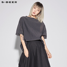 sdeer圣迪奥2018新款女夏装套头圆领蝙蝠款宽松短袖T恤S18280132图片