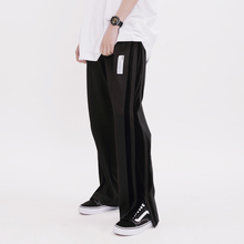 SRIMLESS SS19 黑色丝绒拼接宽松坠感侧拉链运动休闲长裤男女情侣