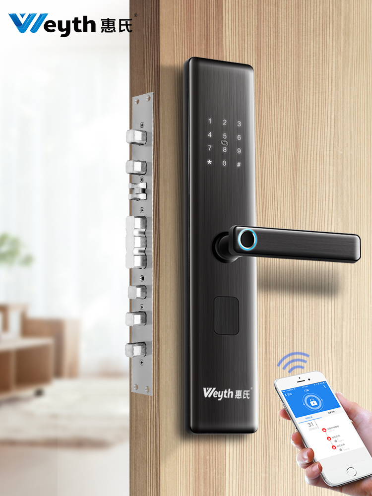 惠氏H18智能指纹锁家用防盗门锁密码磁卡远程手机APP电子锁