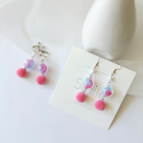 创造101杨超越同款 原创少女心玻璃球耳环超仙