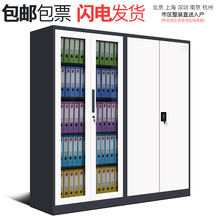 纯奢办公室文件柜铁皮柜玻璃门带锁财务资料柜档案柜内保险柜书柜